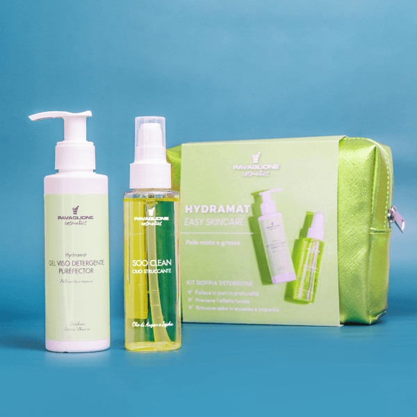 kit skincare pelle mista kit skincare pelle grassa kit doppia detersione hydramat pavaglione cosmetics